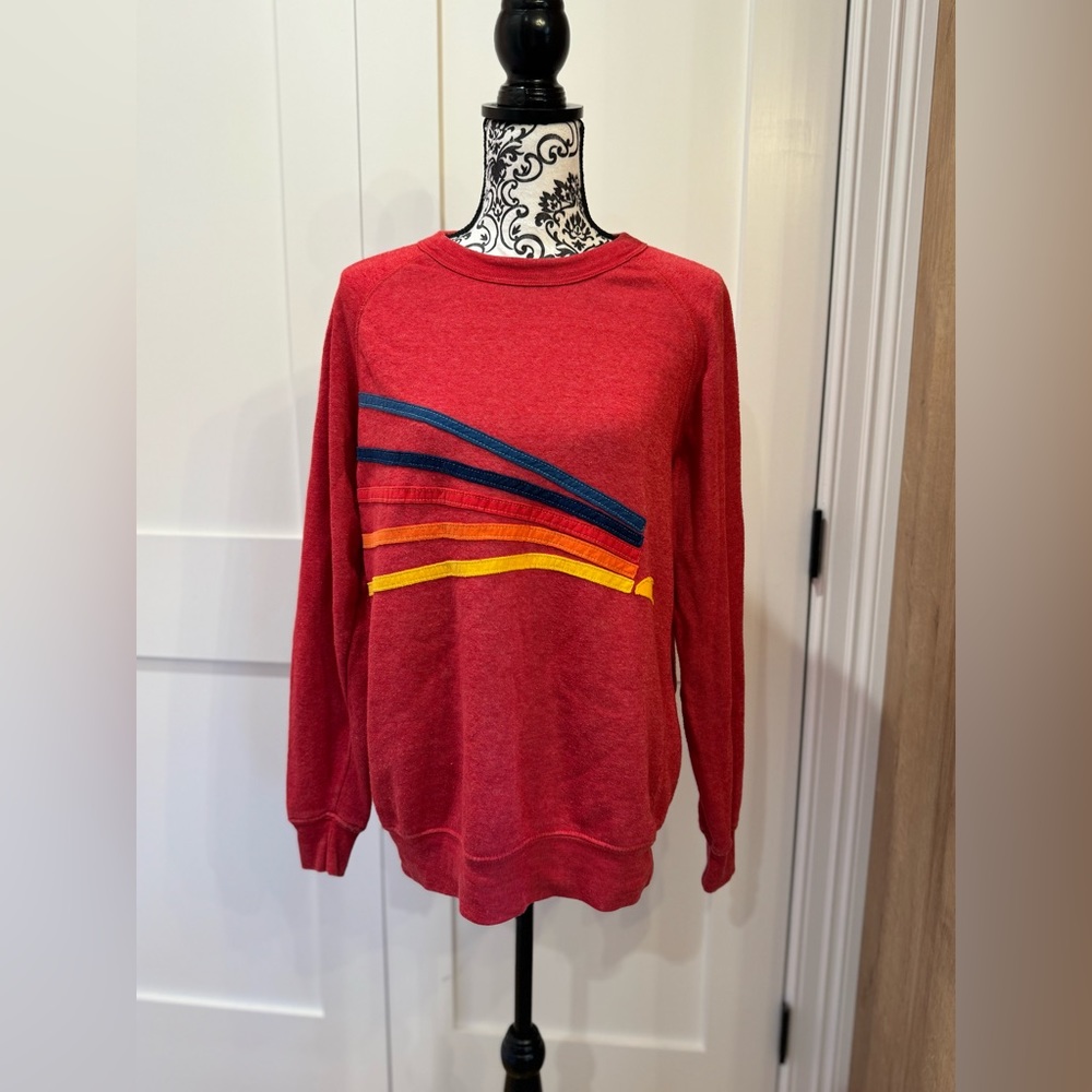 RARE Aviator Nation Red Rainbow Sun Sweatshirt in L